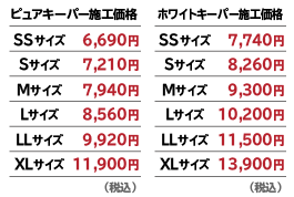 ピュアキーパー・ホワイトキーパー施工価格
